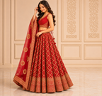 Maroon Printed Silk Lehenga with Blouse – view 3