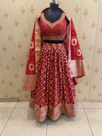 Maroon Printed Silk Lehenga with Blouse – view 4