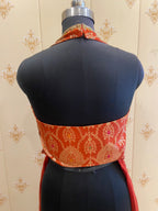 Rust Brocade Peplum Top with Flared Palazzo – view 4